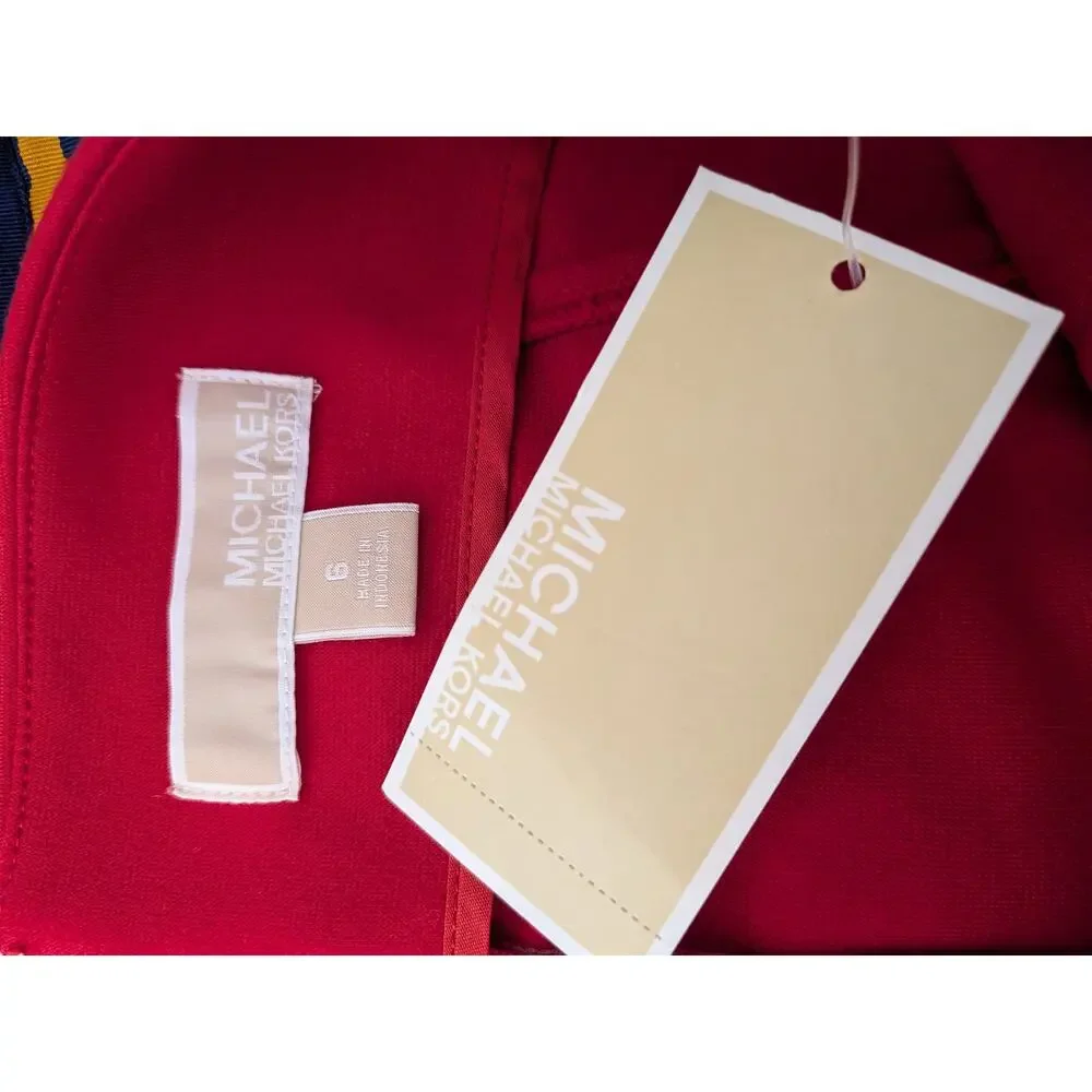 Michael Kors Red Pencil Skirt Size 6 NWT Quiet Luxury Office Holiday